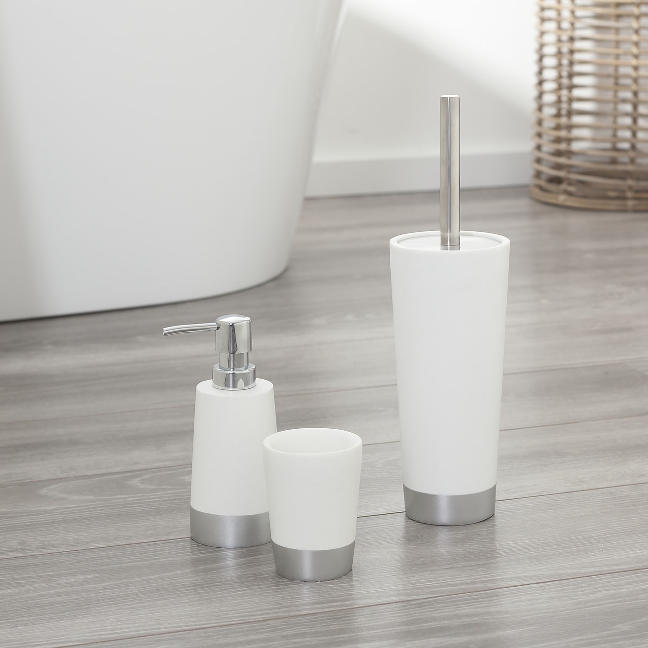 Sealskin 3 Piece Bathroom Accessories Set Glossy White And Bathroom Accessories Set Glossy White