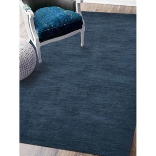 Washable 9 X 12 Area Rugs Online At Our Best Hand Knotted Loom Wool Solid Area Rug Blue