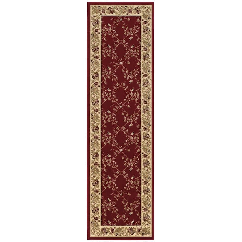 Admire Home Living Amalfi Traditional Floral Trellis Pattern Area Rug