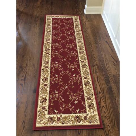 Admire Home Living Amalfi Traditional Floral Trellis Pattern Area Rug