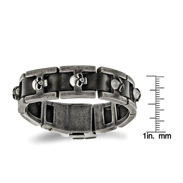 black leather skull bracelet