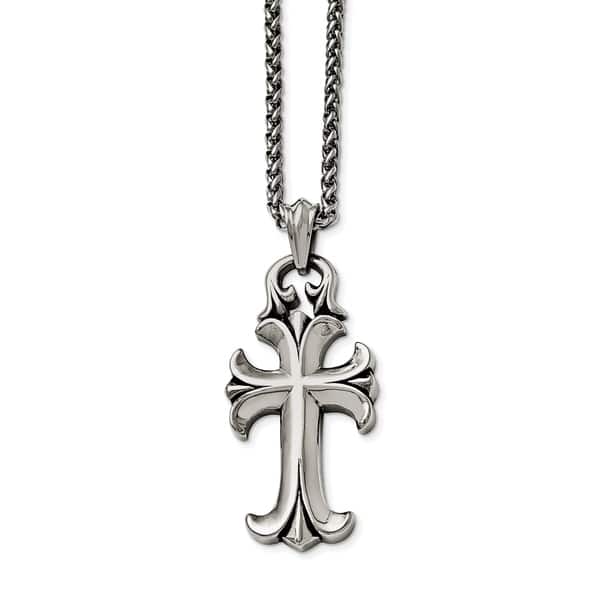Stainless Steel Antiqued Cross Pendant Necklace Stainless Steel Antiqued Cross Pendant Necklace