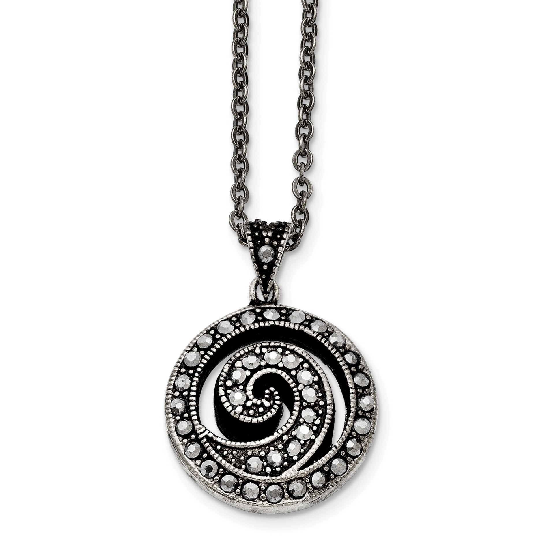 Stainless Steel Polished Fancy Swirl Pendant Necklace