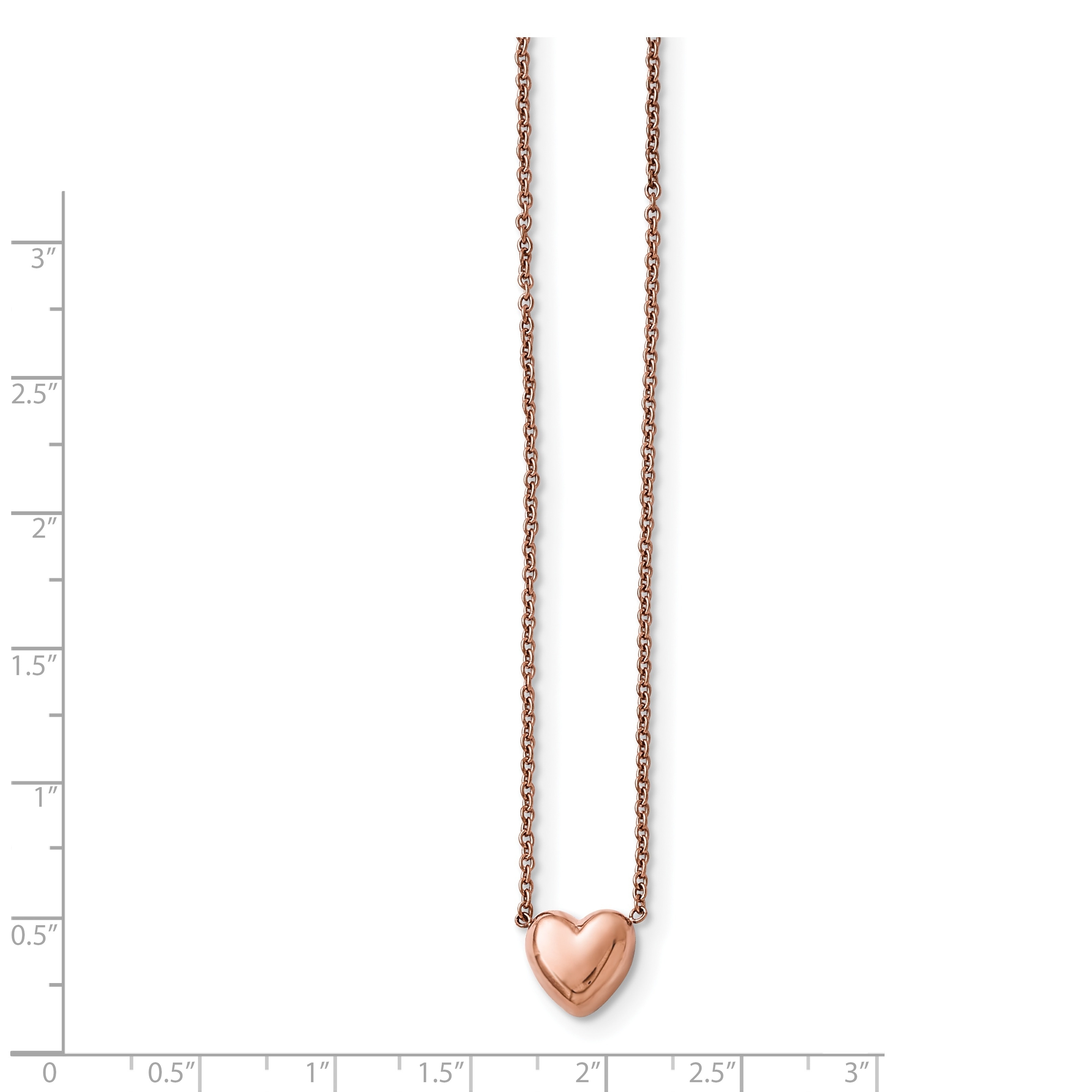 Stainless Steel Rose IP-Plated Fancy Lobster Closure Polished Pink IP-Plated Twisted Heart Necklace 18 Inch