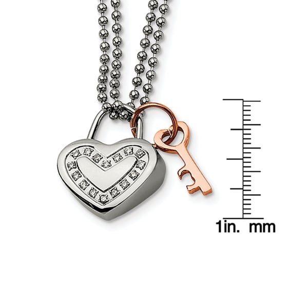 Stainless Steel Rose IP-Plated Fancy Lobster Closure Polished Pink IP-Plated Twisted Heart Necklace 18 Inch