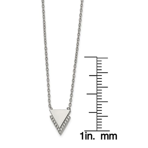 Sterling Silver Claddagh Heart CZ With 1 Extension Necklace 16.5