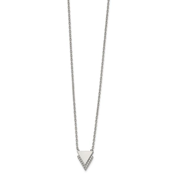 Sterling Silver Claddagh Heart CZ With 1 Extension Necklace 16.5