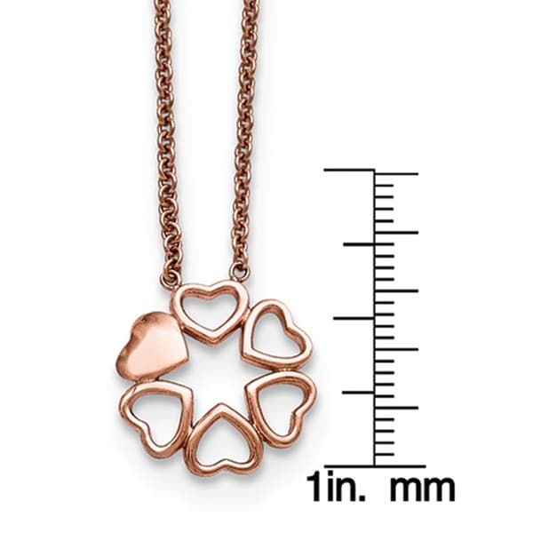 Stainless Steel Rose IP-Plated Fancy Lobster Closure Polished Pink IP-Plated Twisted Heart Necklace 18 Inch
