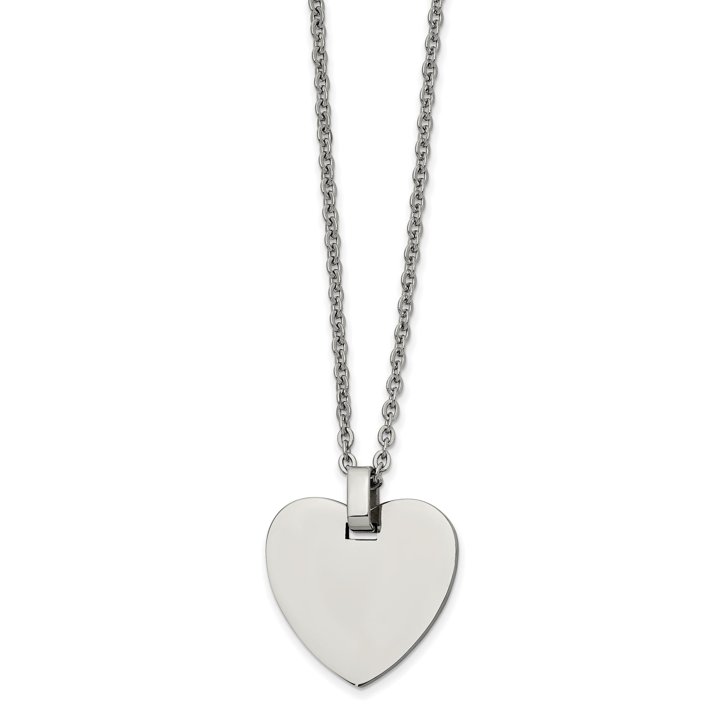 Stainless Steel Polished Puff Heart 20in Necklace