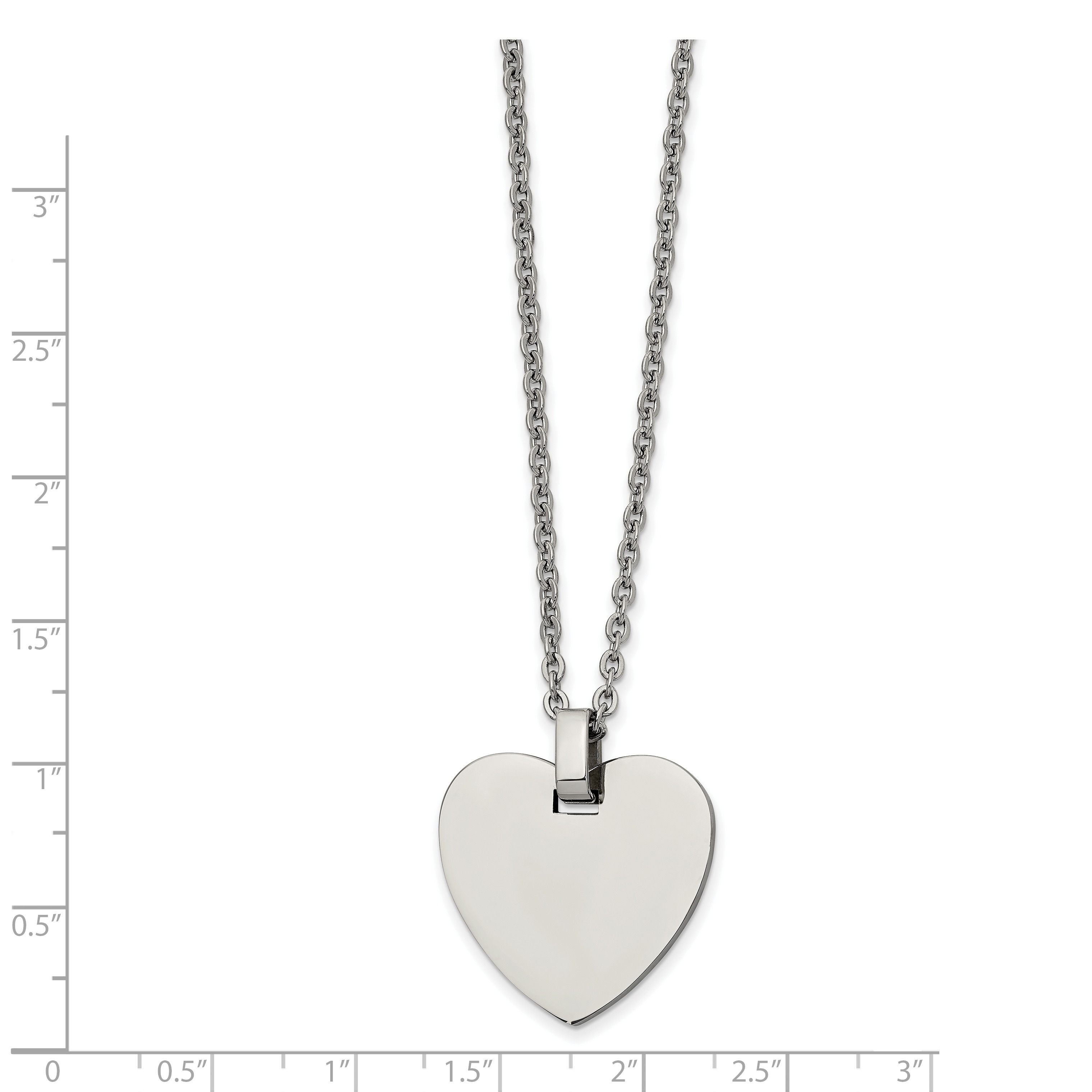 Stainless Steel Polished Puff Heart 20in Necklace