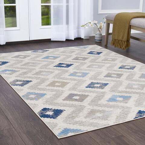 Geometric Home Dynamix Rugs Find Great Decor Deals Ping Melrose Modern Geometric Ivory Blue Area Rug By Home Dynamix 7 10 X