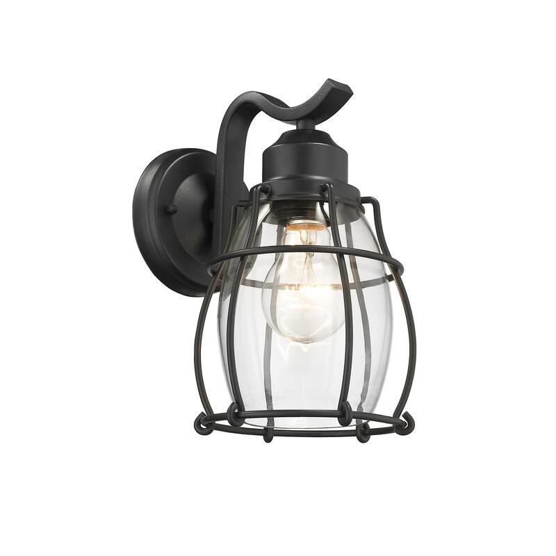 1-light Textured Black Outdoor Wall Sconce