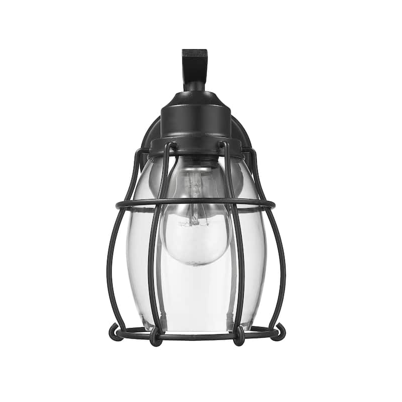 1-light Textured Black Outdoor Wall Sconce