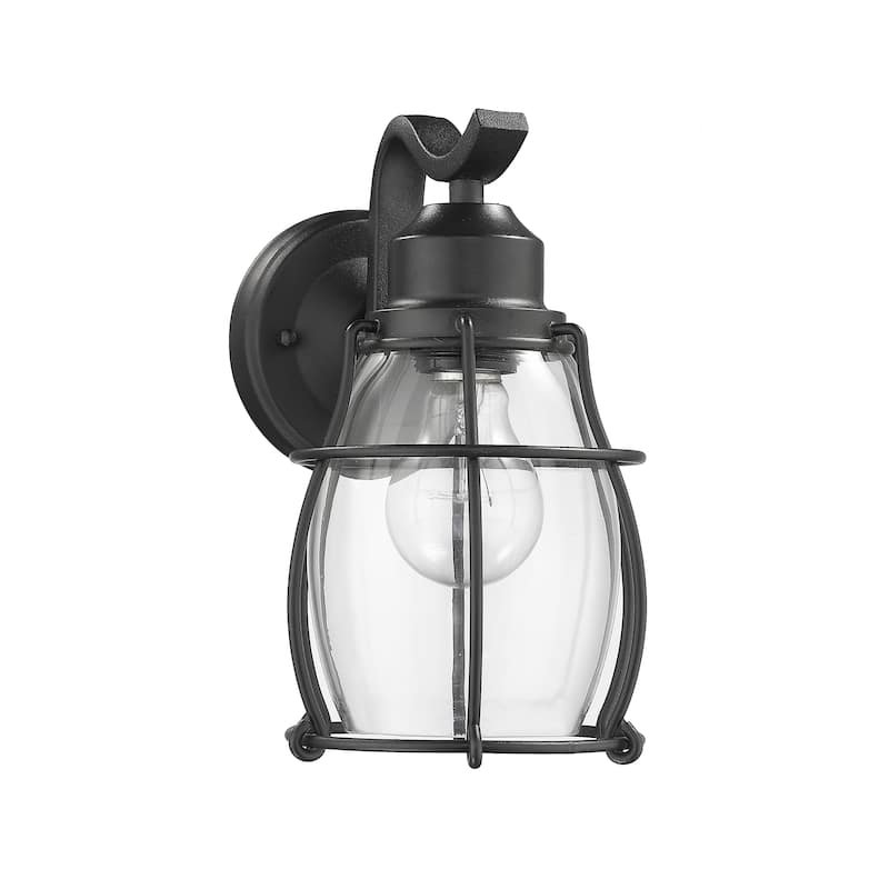 1-light Textured Black Outdoor Wall Sconce