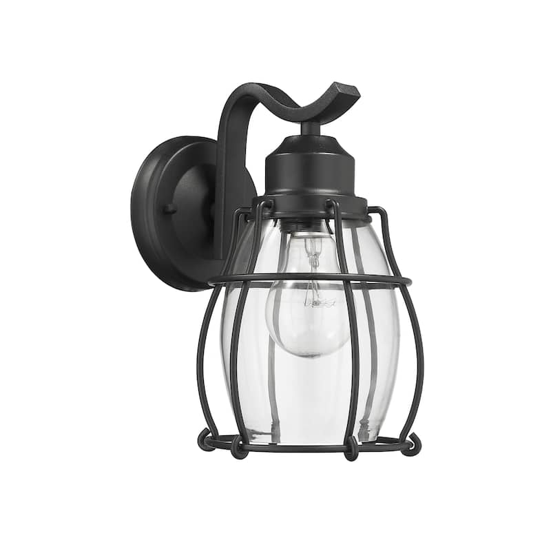 1-light Textured Black Outdoor Wall Sconce