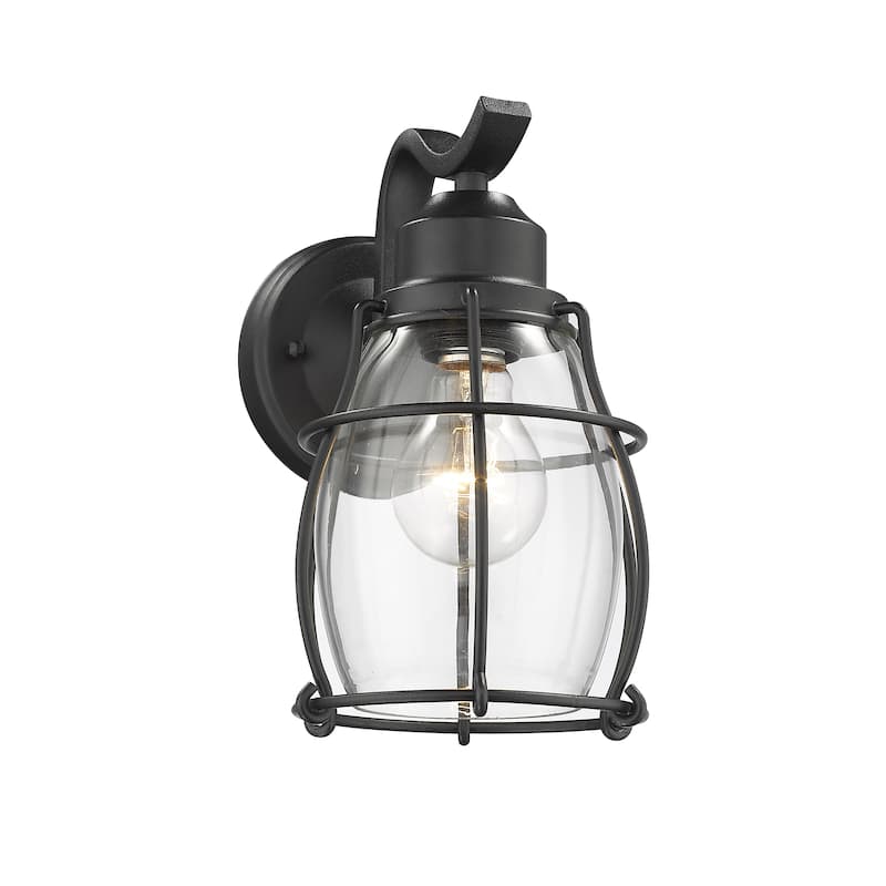 1-light Textured Black Outdoor Wall Sconce