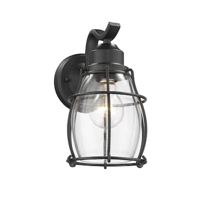 1-light Textured Black Outdoor Wall Sconce