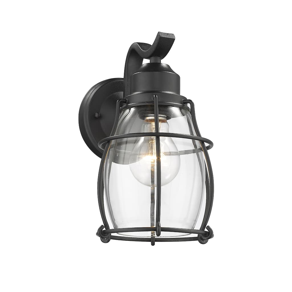 1-light Textured Black Outdoor Wall Sconce