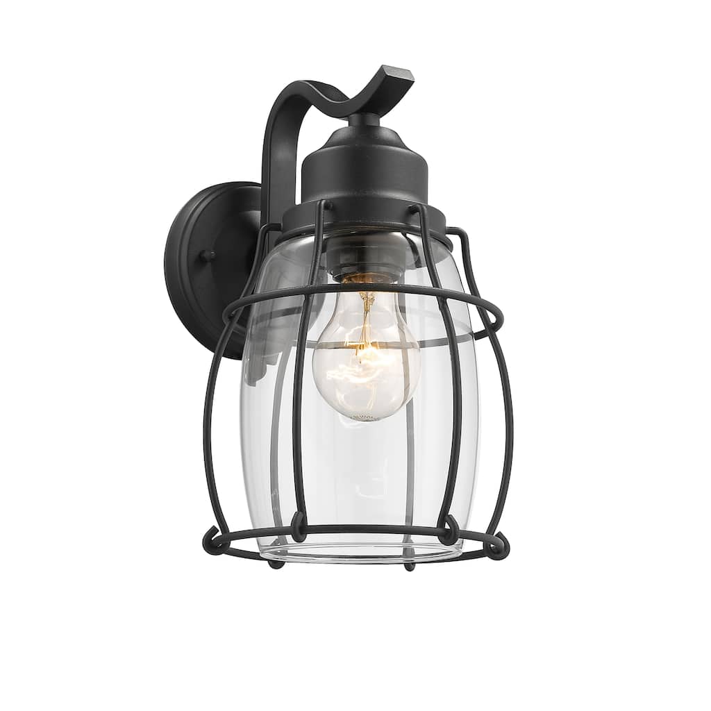 1-light Textured Black Outdoor Wall Sconce