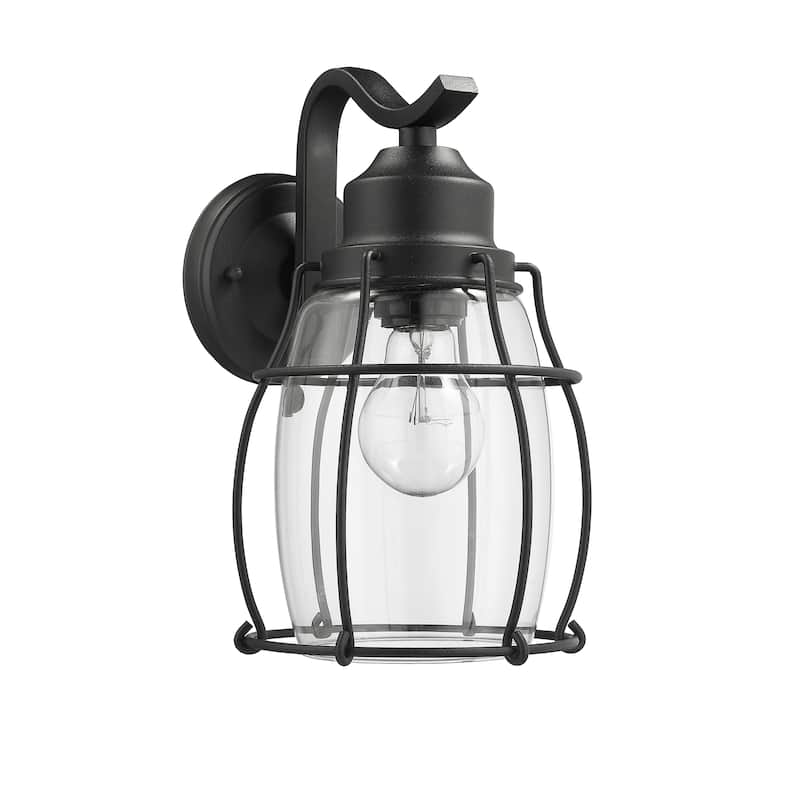 1-light Textured Black Outdoor Wall Sconce
