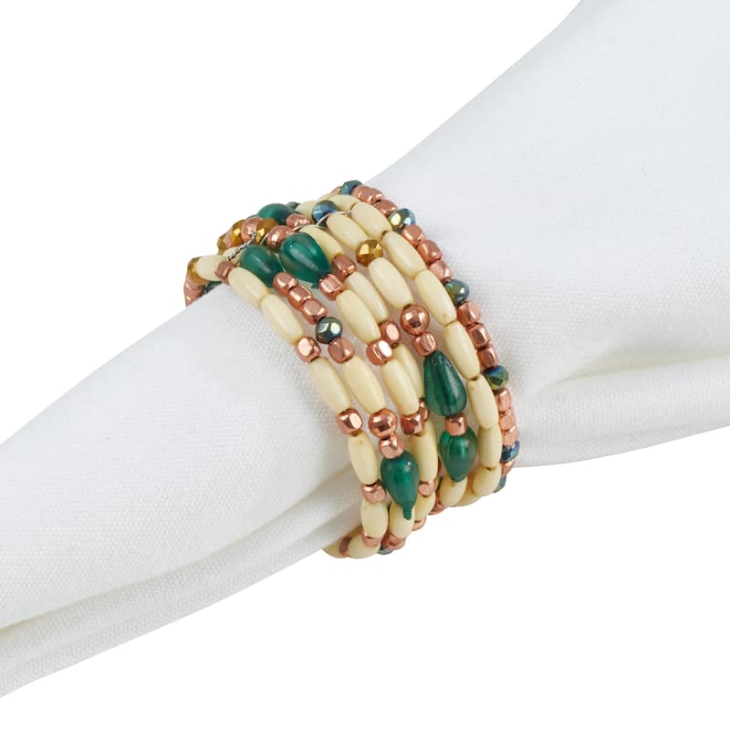 Beaded Design Table Napkin Rings (Set of 4)