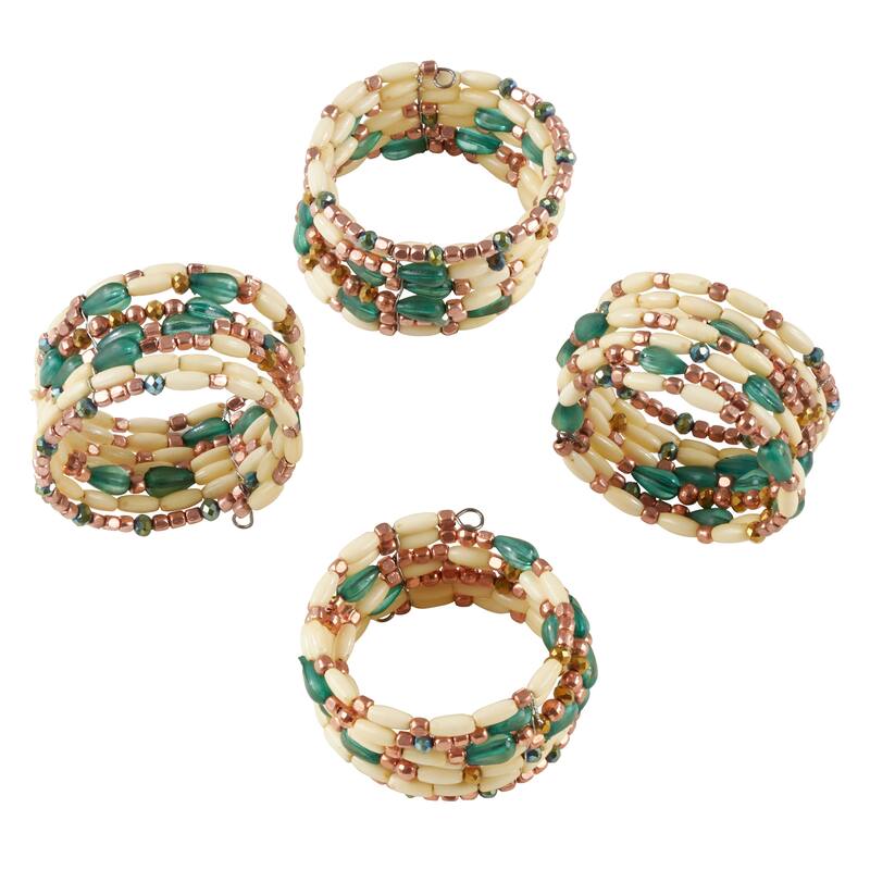 Beaded Design Table Napkin Rings (Set of 4)