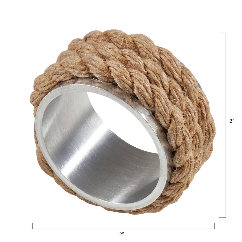 Rope Design Aluminum Napkin Rings (Set of 4)