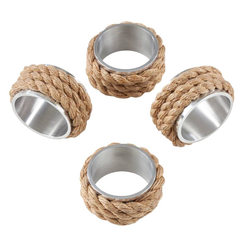Rope Design Aluminum Napkin Rings (Set of 4)