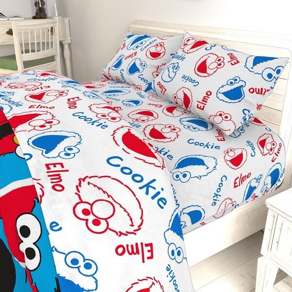 Shop Sesame Street Cookie Squares Twin Sheet Set Free Shipping