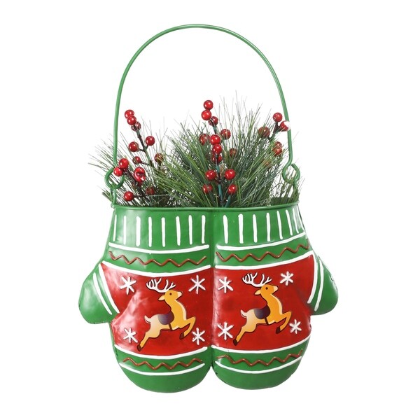alpine christmas hanging metal redgreen mittens planter with led light 34 inch tall - Christmas Mittens alpine christmas hanging metal redgreen mittens planter with led light 34 inch tall - Christmas Mittens