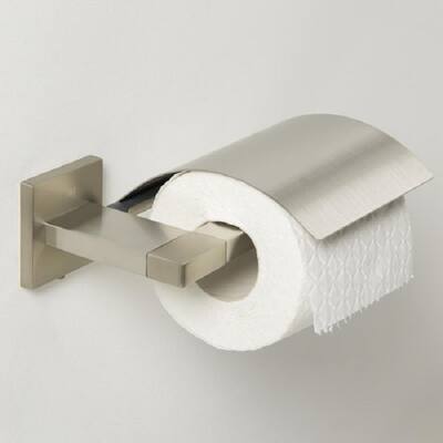Tiger Toilet Paper Roll Holder Straight With Cover Items Brushed Stainless Steel - N/A - N/A