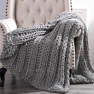 Modern Threads Luxury Chunky Knit Acrylic Bed Sofa Throw (Charcoal)