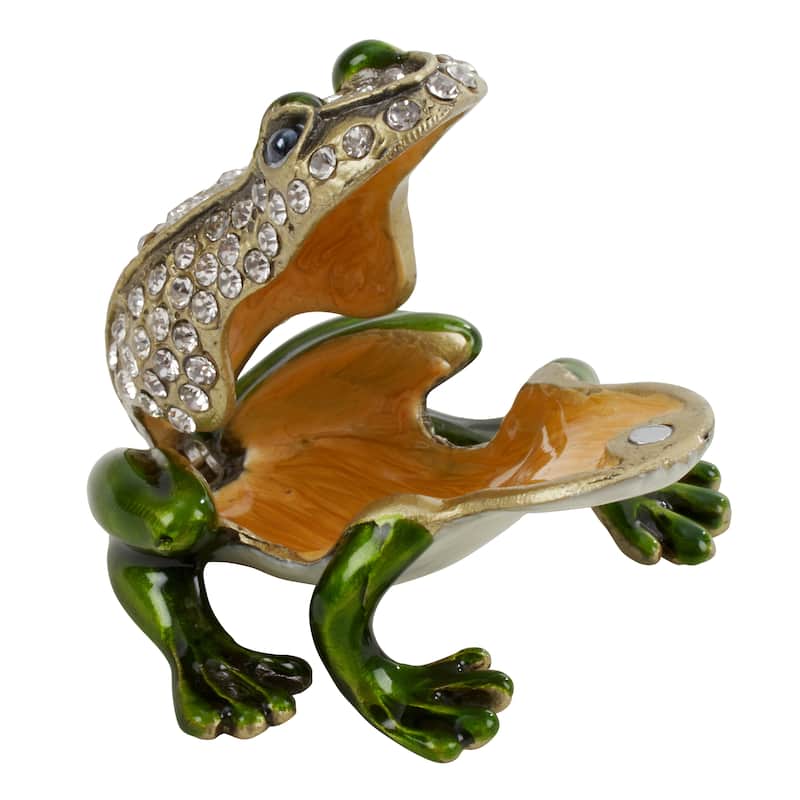 Jeweled Frog Figurine Box