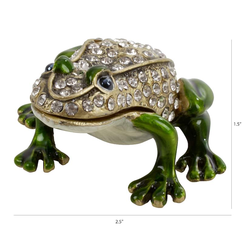 Jeweled Frog Figurine Box
