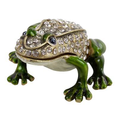 Jeweled Frog Figurine Box