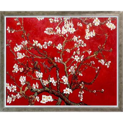 La Pastiche Original 'Branches of an Almond Tree in Blossom, Ruby Red' Hand Painted Oil Reproduction