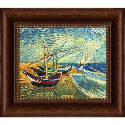 La Pastiche Vincent Van Gogh 'Fishing Boats on the Beach at Saintes-Maries' Hand Painted Oil Reproduction