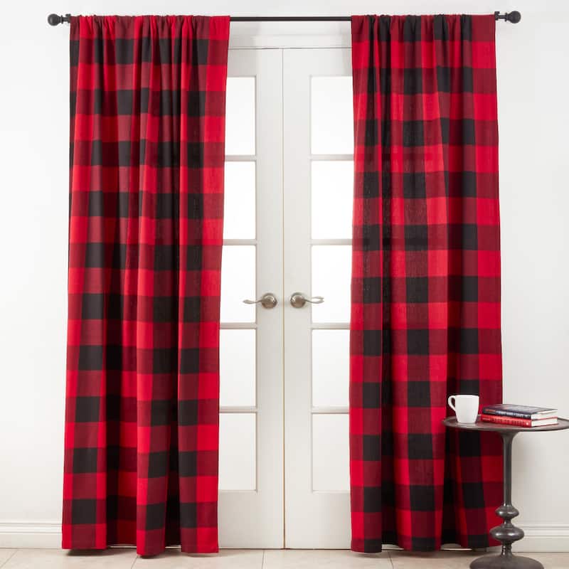 Cotton Buffalo Plaid Curtain Panel - Red - 54" x 84"