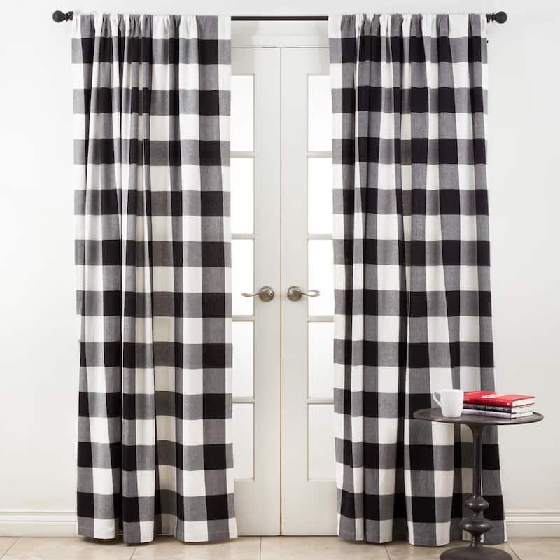 Cotton Buffalo Plaid Curtain Panel - Black - 54" x 84"