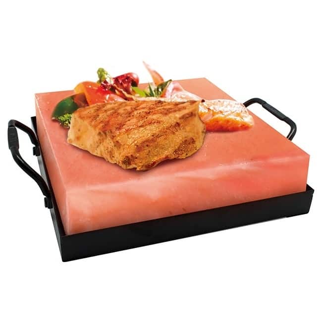 Himalayan Chef Cooking Salt Plate With Metal Holder 8" x 8" x 2"