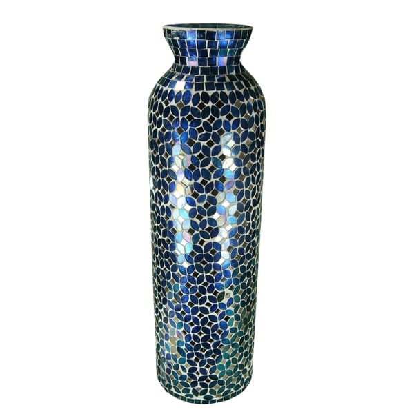 Shop Essential Decor And Beyond Blue Mosaic Glass Floor Vase En80481 Free Shipping Today