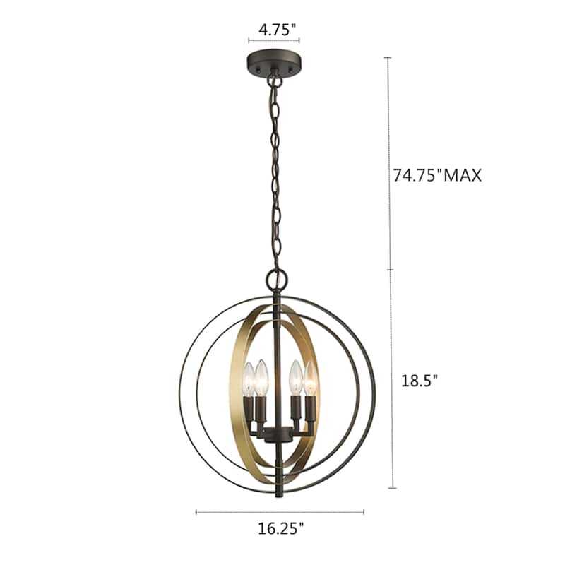 4-light Oil Rubbed Bronze/Gold Pendant - Oil Rubbed Bronze/Gold - Oil Rubbed Bronze/Gold