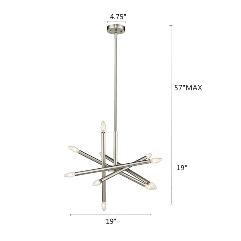 Chloe 10-light Brushed Nickel Sputnik Pendant - Brushed nickel