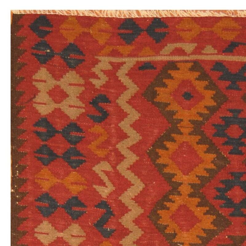 Handmade One-of-a-Kind Mimana Wool Kilim (Afghanistan) - 5'3 x 7'9