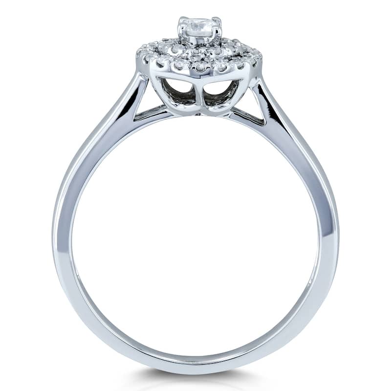 Annello by Kobelli 14k Gold 1/5 Carat TDW Round Circle Cluster Double Halo Taper Shank Diamond Ring