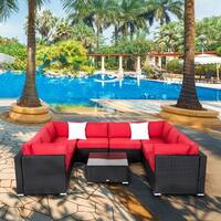 Kinbor 9-piece Outdoor Furniture Patio Sectional Sofa All-weather Rattan Wicker Chat Set w/Cushions