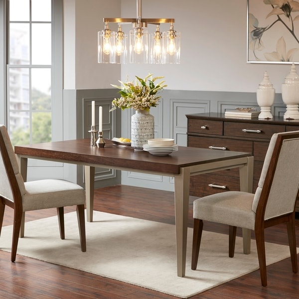 dark dining table light chairs