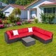 Kinbor All-Weather Rattan Sectional Sofa Patio Furniture Set Cushioned Wicker Sofa Set - Thumbnail 10
