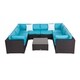 Kinbor All-Weather Rattan Sectional Sofa Patio Furniture Set Cushioned Wicker Sofa Set - Thumbnail 21