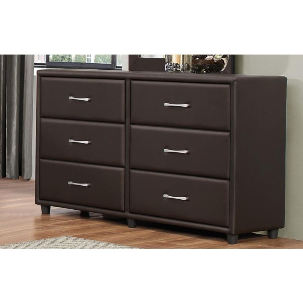 Shop 6 Drawer Dresser In Wood And Pvc Brown On Sale Overstock
